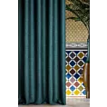 Zasłona ciemnoturkusowa o płóciennym splocie 140x250 cm przelotka - MOROCCO - TERRA COLLECTION