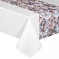 Komplet obrus z bieżnikiem biało, jasnofioletowy 140x260 cm ANITA 4 zdobiony subtelnym wzorem trawy pampasowej