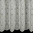 Firana szyta na taśmie 5 cm naturalna z matowego batystu ozdobiobego ornamentowym haftem