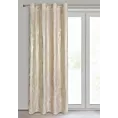 Zasłona welwetowa jasnobeżowo, złota zdobiona przecieranym wzorem 140x250 cm przelotka - RENIA