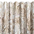 Zasłona biało, beżowa z nadrukiem egzotycznych liści, welwetowa 140x270 cm taśma/szelki - SABA