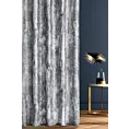 Zasłona szyta na taśmie 5 cm stalowo srebrna z welwetowej tkaniny z błyszczącym nadrukiem
