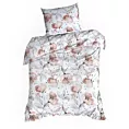 Pościel 140x200 cm bawełniana kolor biały, pudrowy z wzorem dużych kwiatów NICKY