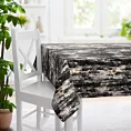 Obrus szyty srebrno czarny z tkaniny welwetowej z metalicznym nadrukiem