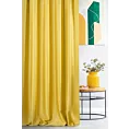 Zasłona szyta na flexach CANDY musztardowa z tkaniny z strukturalnym spolotem