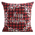 Poszewka na poduszkę 45x45 cm welwetowa czerwono, biała zdobiona świątecznym motywem