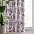 Zasłona welwetowa biało, fioletowa ze wzorem egzotycznych liści 140x270 cm taśma - DAVOS 2