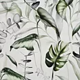 Zasłona biało, oliwkowa z motywem egzotycznych liści z welwetu 140x250 cm przelotka ELLEN