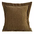 Poszewka na poduszkę  55x55 cm z szenilowej tkaniny jasnobrązowa o widocznym ozdobnym splocie Eva Minge Elegante