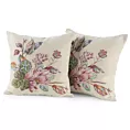 Poszewka na poduszkę 45x45 cm gobelinowa naturalno, różowa z kwiatowym motywem GOB