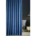 Zasłona szyta na taśmie 5 cm LUXOR ciemnoniebieska z eleganckiej lśniącej tkaniny o drobnym splocie