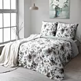 Pościel 140x200 cm z satyny bawełnianej kolor biało, stalowy z motywem kwiatów SPRING 67