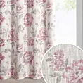 Zasłona naturalna, różowa z tkaniny z dodatkiem lnu zdobiona nadrukiem subtelnych kwiatów 140x250 cm przelotki -  DAVENA