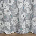 Zasłona popielato, biała w kwiaty o płóciennym splocie 140x250 przelotka - FABIA