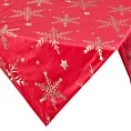 Obrus świąteczny 85x85 cm czerwono, szampański welwetowy zdobiony śnieżynkami