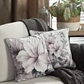 Poszewka na poduszkę 45x45 cm welwetowa, kremowo fioletowa, dwustronna z motywem kwiatów VELVET 122 Eurofirany Premium
