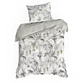 Pościel 140x200 cm bawełniana kolor biały, stalowy z motywem botanicznym SPRING 49