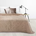 Narzuta welwetowa beżowo, złota 220x240 cm z welwetu zdobiona wzorem marmuru LUIZ 6 Design 91