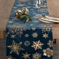 Bieżnik świąteczny na stół 45x45 cm granatowo, szampański welwetowy zdobiony śnieżynkami JOY 2