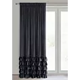 Zasłona welwetowa czarna zdobiona falbanami i lśniącymi akcentami 140x270 cm taśma - CARLI