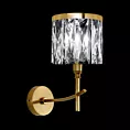 Kinkiet - lampa ścienna do salonu transparentno, złota KRYSTAL zdobiona kryształkami