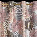 Zasłona pudrowo różowa z motywem liści monstery 140x250 cm przelotka - KORFU