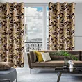 Zasłona czarno, złota z wzorem egzotycznych liści z welwetu 140x250 cm przelotka - ADEL
