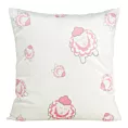 Poszewka na poduszkę 45x45 cm welwetowa, biało różowa z motywem baranków KIDS 4 DESIGN 91