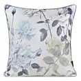 Poszewka na poduszkę 45x45 cm welwetowa, kremowo niebieska z nadrukiem pastelowych kwiatów VELVET 151 Eurofirany Premium