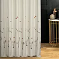 Zasłona szyta na taśmie 5 cm kremowa z matowej tkaniny haftowanej we wzór żurawi Italissima Eva Minge