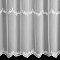 Firana szyta na taśmie fala biało srebrna z matowej tkaniny ADEN zdobionej dołem dwukolorowym haftem wykonanym techniką kordonkową