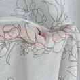 Zasłona biało, popielata ze wzorem kwiatowym z etaminy 140x250 cm przelotka - FIORE