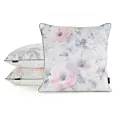 Poszewka na poduszkę 45x45 cm welwetowa, kremowo różowa z nadrukiem pastelowych kwiatów VELVET 153 Eurofirany Premium