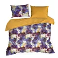 Pościel 220x200 cm bawełniana kolor fioletowy, musztardowy z geometrycznym wzorem w ozdobnym pudełku VITRAGE
