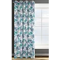 Zasłona biało, turkusowa we wzór liści 140x250 cm przelotka - ELINA - Design 91