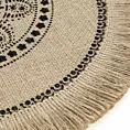 Podkładka na stół naturalna z juty średnica 38 cm ELISA z frędzlami na brzegach w stylu boho
