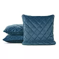 Poszewka na poduszkę 45x45 cm welwetowa, granatowa pikowana we wzór karo z ozdobną wypustką VELVET 27 Eurofirany Premium