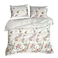 Pościel 220x200 cm z satyny bawełnianej kolor biały, różowy z wzorem kwiatowym ELLA 17 w kwiaty