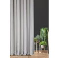 Zasłona szyta na taśmie 5 cm srebrna z szenilowej tkaniny w klasyczne pionowe pasy przetykane błyszczącą nicią