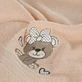 Ręcznik kąpielowy dziecięcy 100x100 cm bawełniany kolor jasnopomarańczowy z kapturem i haftem misia 350g/m2 BABY 65