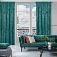 Zasłona welwetowa ciemnoturkusowa ze złotym wzorem przecierki 140x300 cm taśma - NADIA