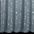 Zasłona szyta na taśmie 5 cm niebiesko srebrzysta z tkaniny w stylu eko z błyszczącym nadrukiem