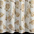 Zasłona biało beżowa zdobiona nadrukiem róż 140x250 cm złote przelotki - AVANI