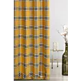 Zasłona szyta na flexach musztardowo naturalna z grubej, szenilowej tkaniny w elegancką kratę