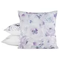 Poszewka na poduszkę 45x45 cm welwetowa biało, fioletowa zdobiona nadrukiem letnich kwiatów MINK
