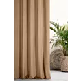 Zasłona szyta na taśmie 5 cm jasnobrązowa z miękkiej półmatowej tkaniny welwetowej