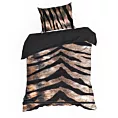 Pościel 140x200 cm z makosatyny bawełnianej kolor brązowy, czarny z motywem zwierzęcym Eva Minge