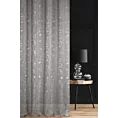 Zasłona szyta na taśmie 8 cm srebrno srebrzysta z tkaniny w stylu eko z błyszczącym nadrukiem