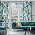 Zasłona biało, zielona w liście 140x250 cm przelotka - ADELINE - Diva Line