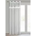 Firana biała z etaminy zdobiona aplikacją z koronki 140x250 cm przelotka KIARA